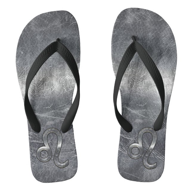 Leo Zodiac Sign in Industrial Style Flip Flops (Footbed)