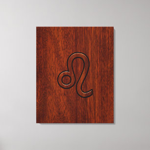 Leo Zodiac Sign in Mahogany wood style