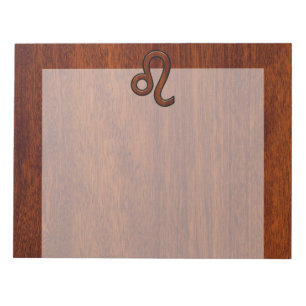 Leo Zodiac Sign in Mahogany wood style Notepad