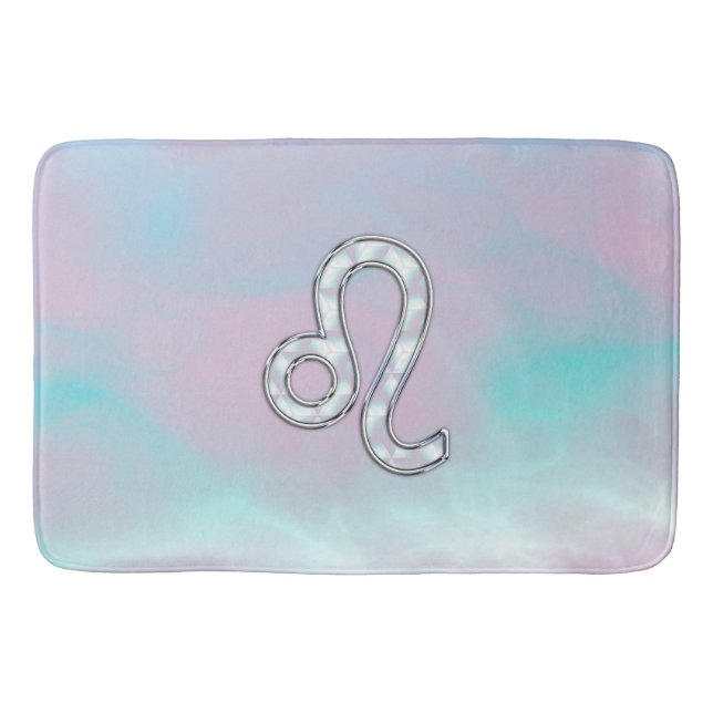 Leo Zodiac Sign in Mother of Pearl Style Print Bath Mat (Front)
