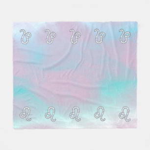 Leo Zodiac Sign in Mother of Pearl Style Print Fleece Blanket