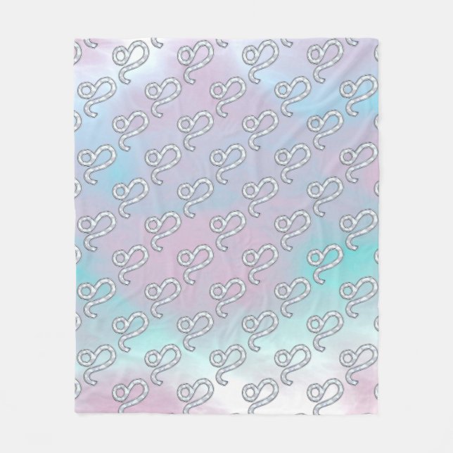Leo Zodiac Sign in Mother of Pearl Style Print Fleece Blanket (Front)