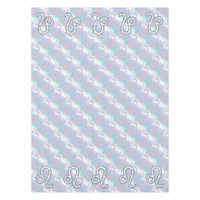 Leo Zodiac Sign in Mother of Pearl Style Print Tablecloth (Front)