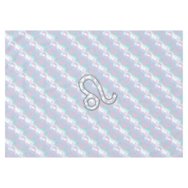Leo Zodiac Sign in Mother of Pearl Style Print Tablecloth (Front (Horizontal))