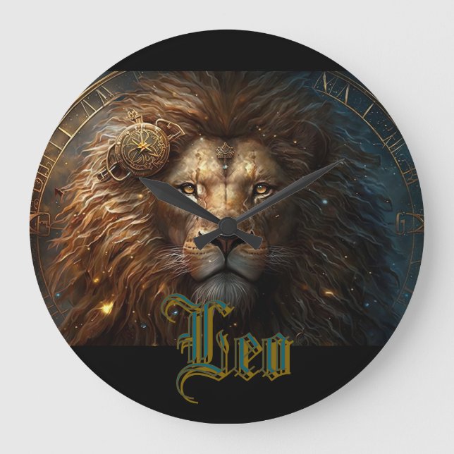 Leo Zodiac Sign Large Clock (Front)