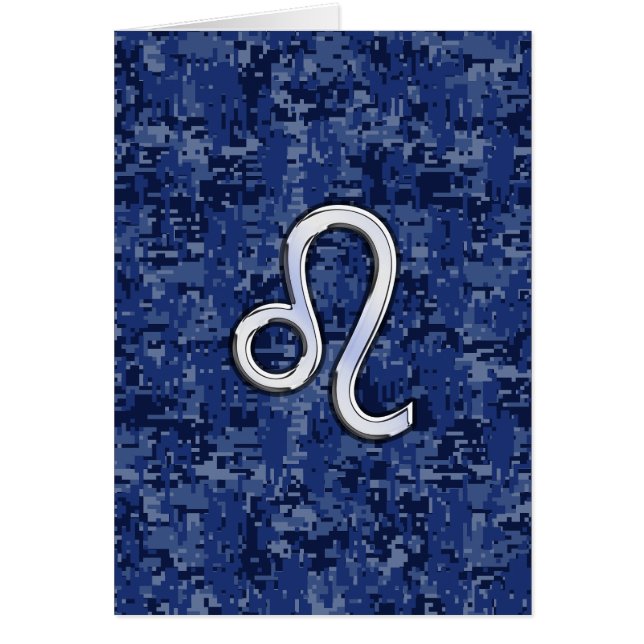 Leo Zodiac Sign on Blue Digital Camouflage (Front)