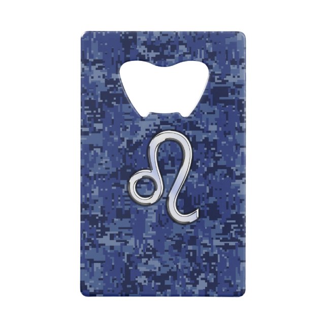 Leo Zodiac Sign on Blue Digital Camouflage (Front)