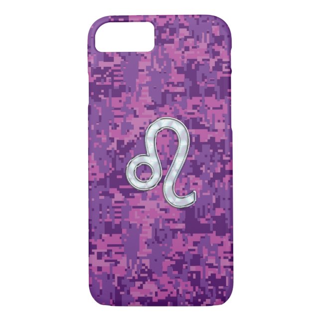 Leo Zodiac Sign on Fuchsia Camouflage Case-Mate iPhone Case (Back)