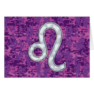 Leo Zodiac Sign on Fuchsia Digital Camouflage
