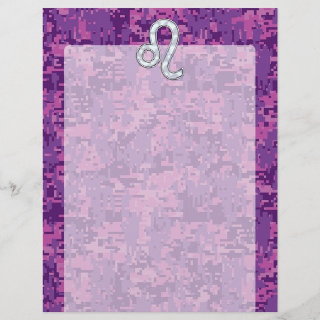 Leo Zodiac Sign on Fuchsia Digital Camouflage (Front)