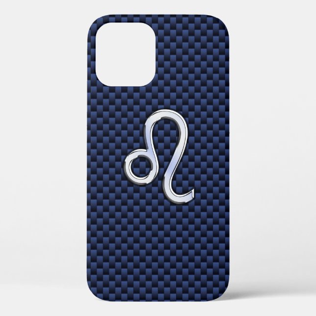 Leo Zodiac Sign on Navy Blue Carbon Fibre Case-Mate iPhone Case (Back)