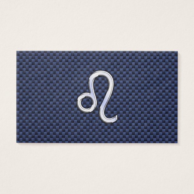 Leo Zodiac Sign on Navy Blue Carbon Fibre Print (Front)