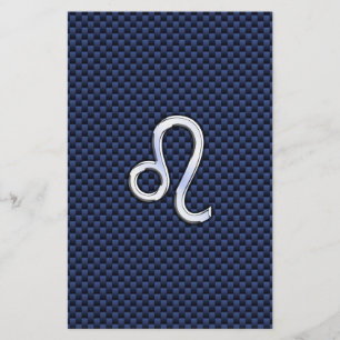 Leo Zodiac Sign on Navy Blue Carbon Fibre Print Flyer