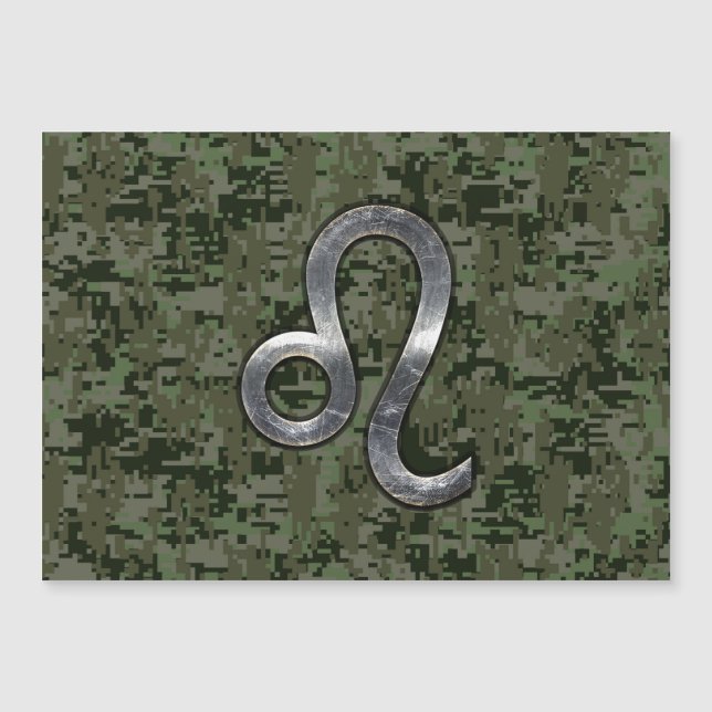 Leo Zodiac Sign on Olive Green Digital Camo (Front)
