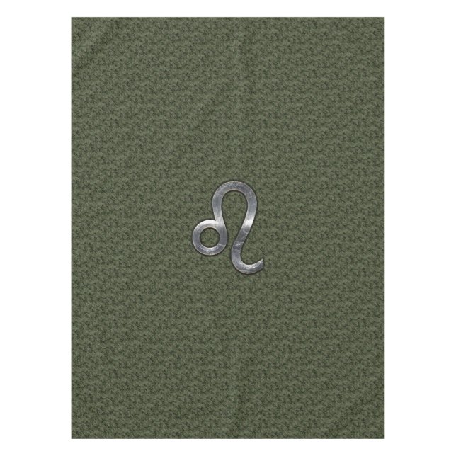 Leo Zodiac Sign on Olive Green Digital Camo Tablecloth (Front)