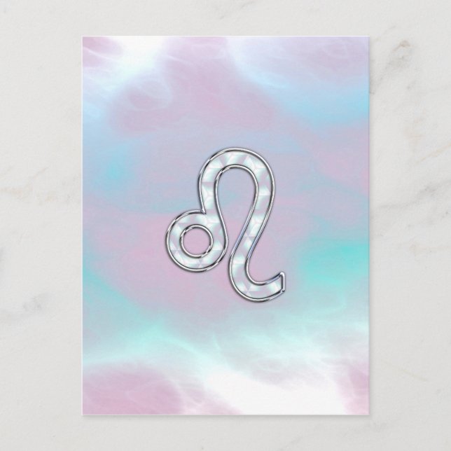 Leo Zodiac Sign on Pastels Nacre Style Print Postcard (Front)
