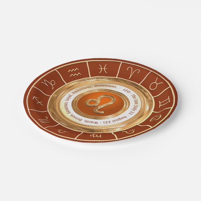 LEO Zodiac Sign Personality Traits Paper Plate (Angled)