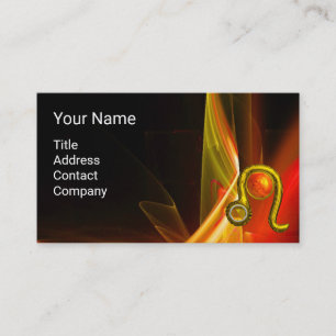 LEO ZODIAC SIGN  ,RED ORANGE FRACTAL WAVES,SWIRLS BUSINESS CARD