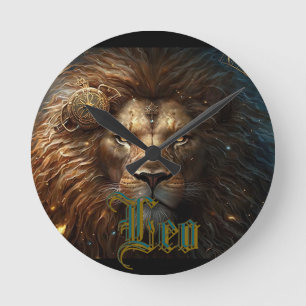 Leo Zodiac Sign Round Clock