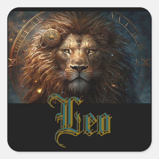 Leo Zodiac Sign Square Sticker (Front)