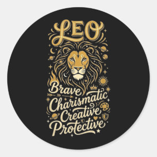 Leo Zodiac Sign Star Signs Birthday Horoscope Classic Round Sticker