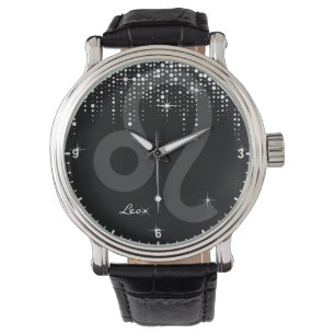 Leo Zodiac Sign Stunning Dripping Glitter Rain  Watch
