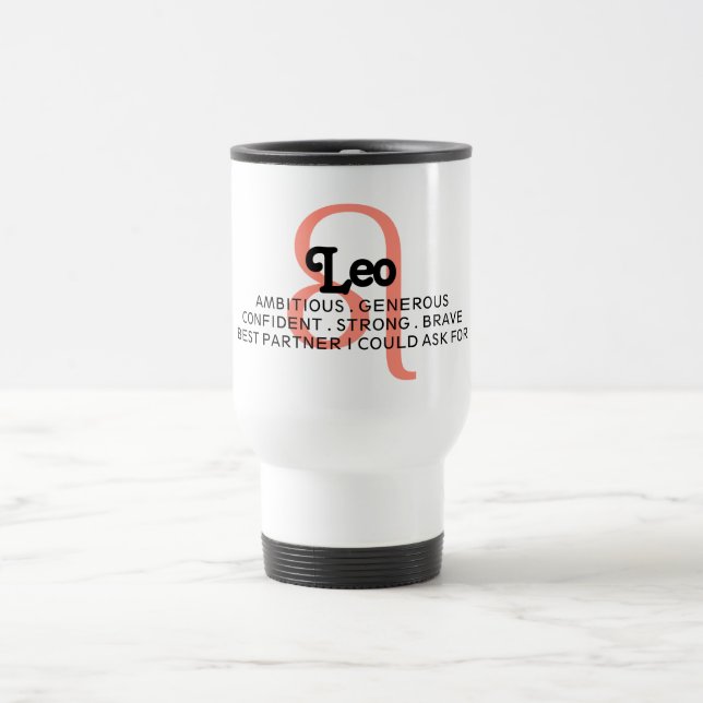 Leo Zodiac Sign Traits Travel Mug (Center)
