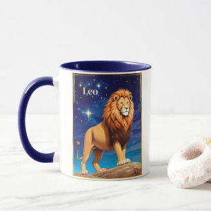 Leo Zodiac Sign Under a Starry Sky Mug