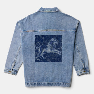 Leo Zodiac Sign Vintage Illustration  Denim Jacket