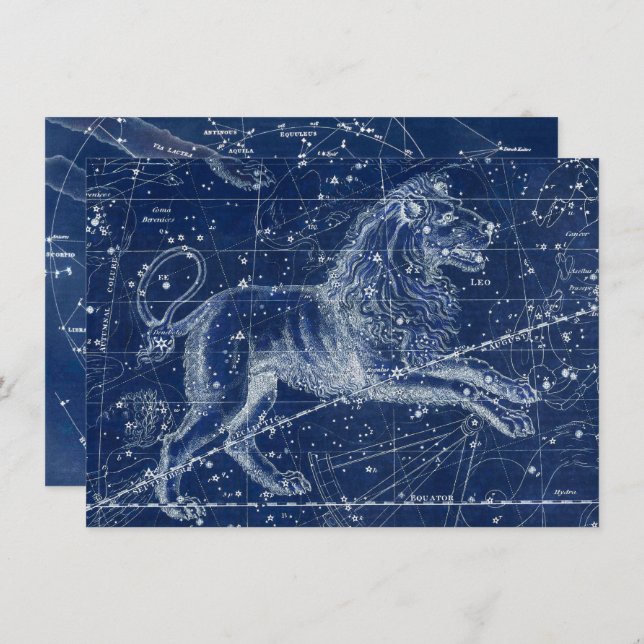 Leo Zodiac Sign Vintage Illustration Invitation (Front/Back)