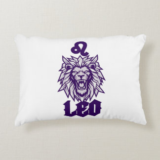 Leo Zodiac Sign Violet Cyber Mascot Decorative Cushion