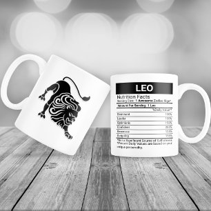 Leo Zodiac Sign with Nutrition Facts, Large Coffee Mug