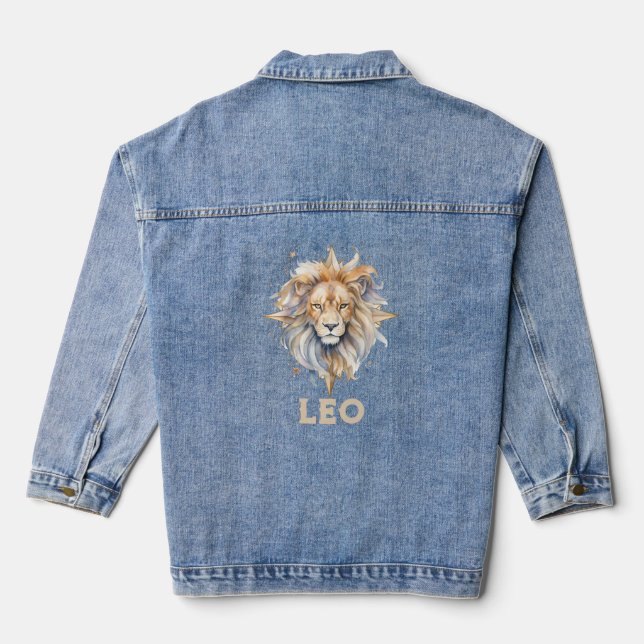 Leo Zodiac Sign Women's Denim Jacket (Back)
