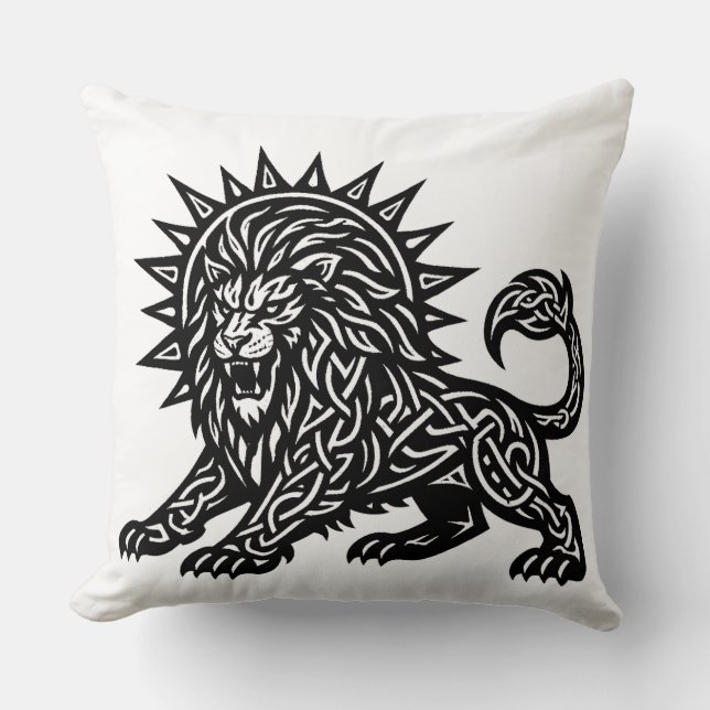 Leo Zodiac Sun‑Mane Lion | BurnsInHell Cushion (Front)