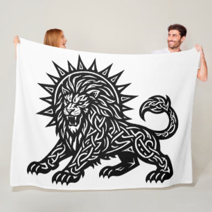 Leo Zodiac Sun‑Mane Lion BurnsInHell Fleece Blanket