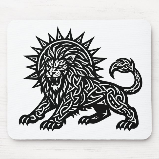 Leo Zodiac Sun‑Mane Lion | BurnsInHell Mouse Mat (Front)