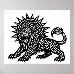 Leo Zodiac Sun‑Mane Lion   BurnsInHell Poster