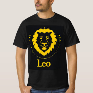 Leo Zodiac Symbol Featuring Bold Golden Lion Head T-Shirt