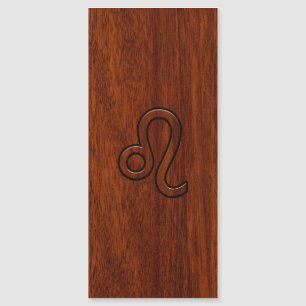 Leo Zodiac Symbol in Rich Mahogany wood style