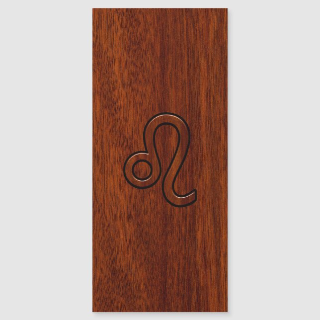 Leo Zodiac Symbol in Rich Mahogany wood style (Front)