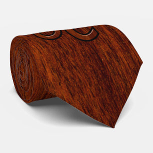 Leo Zodiac Symbol in Rich Mahogany wood style Tie