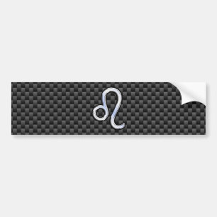 Leo Zodiac Symbol on Carbon Fibre Style Print Bumper Sticker