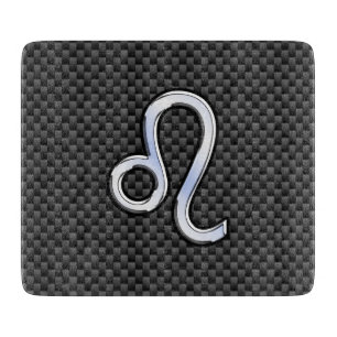 Leo Zodiac Symbol on Charcoal Carbon Fiber Decor Cutting Board