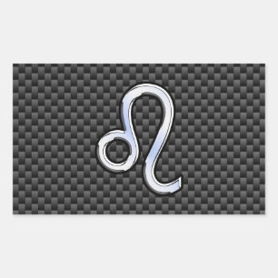 Leo Zodiac Symbol on Charcoal Carbon Fibre Decor Rectangular Sticker