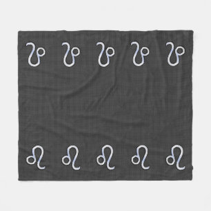Leo Zodiac Symbol on Charcoal Carbon Fibre Print Fleece Blanket
