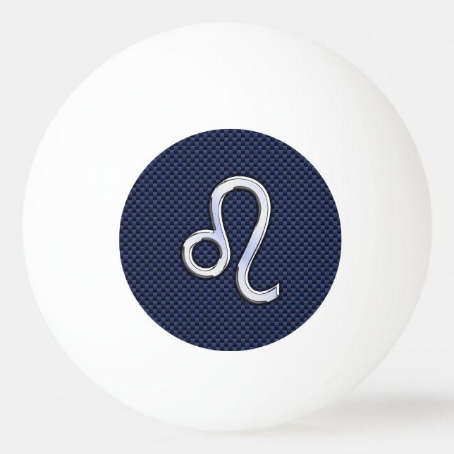 Leo Zodiac Symbol on Navy Blue Carbon Fibre Print Ping Pong Ball (Front)