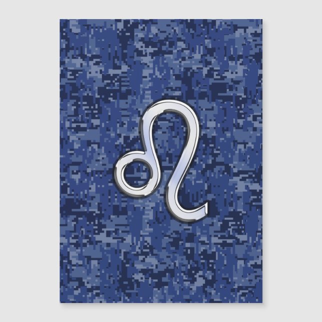 Leo Zodiac Symbol on Navy Blue Digital Camouflage (Front)