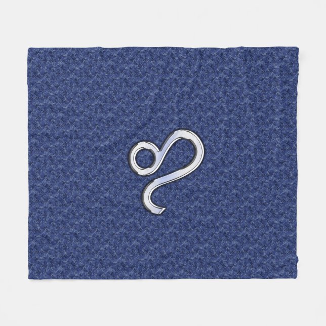 Leo Zodiac Symbol on Navy Blue Digital Camouflage Fleece Blanket (Front (Horizontal))