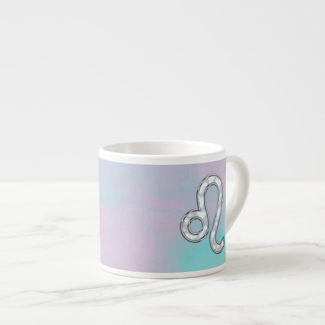 Leo Zodiac Symbol on Pastels Nacre Style Print Espresso Cup (Front Right)