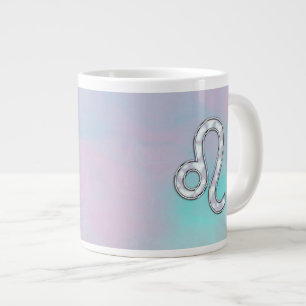 Leo Zodiac Symbol on Pastels Nacre Style Print Large Coffee Mug